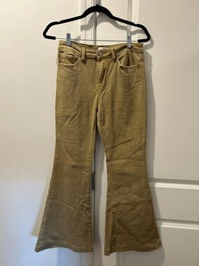 VERVET BY FLYING MONKEY Wide-Leg Corduroy Jeans in Olive Tan